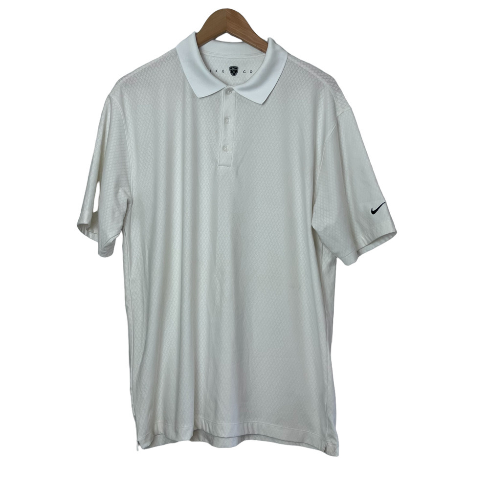 Nike Golf Size‎ L Men's Fit Dry Polo Shirt Sporty Lightweight Logo White